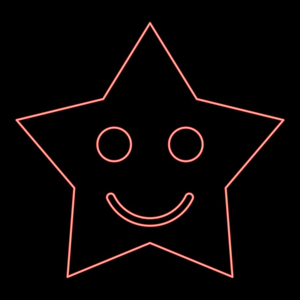 neon sorridente estrela ilustração vetorial de cor vermelha imagem de estilo simples vetor