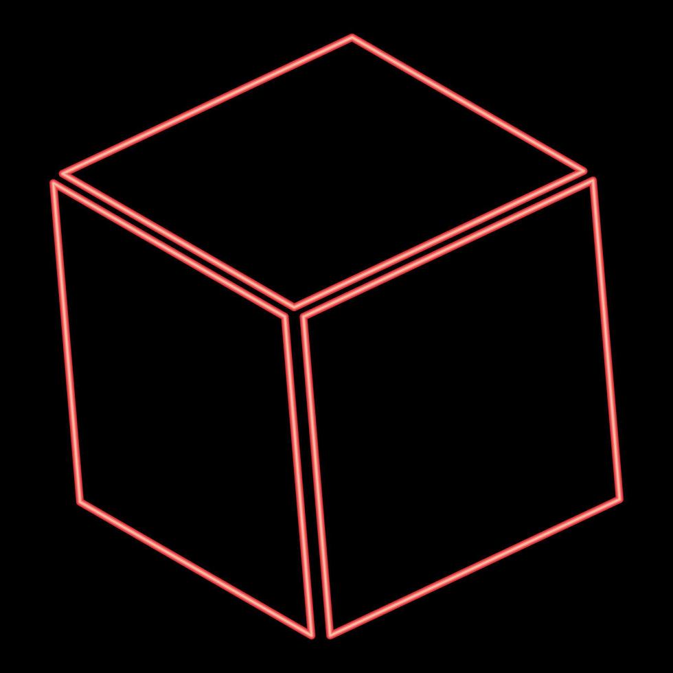 estilo simples de imagem de ilustração vetorial de cor vermelha cubo neon vetor