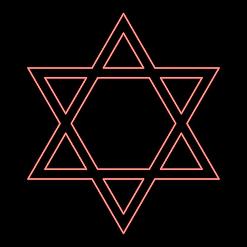 neon judaico estrela de david ícone cor preta em círculo vermelho cor ilustração vetorial imagem de estilo plano vetor