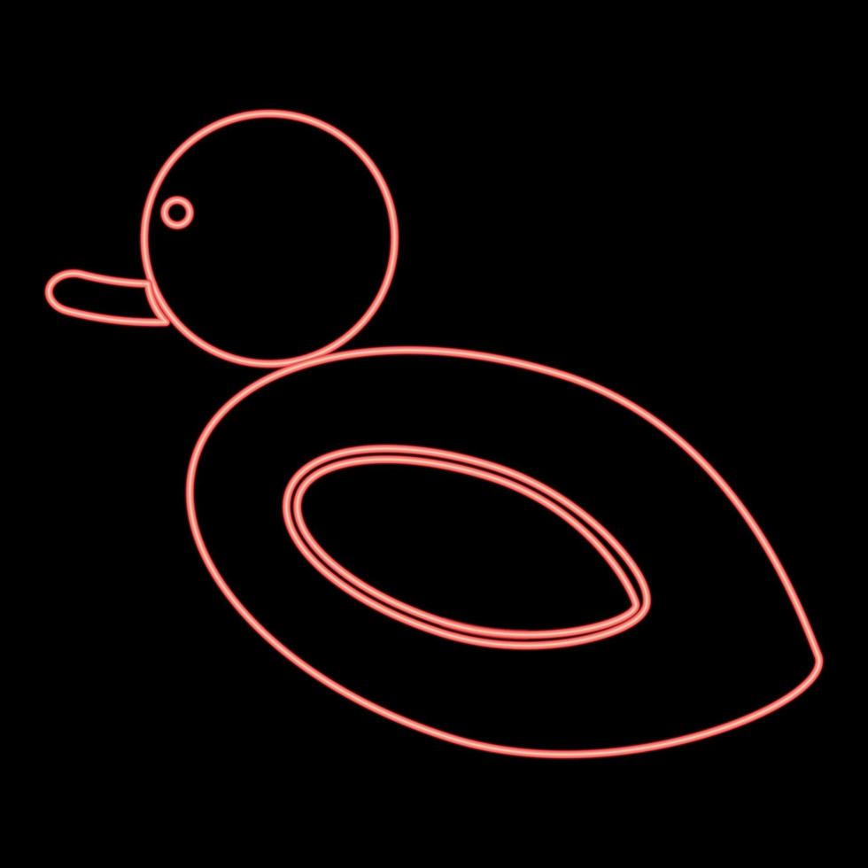 ícone de pato neon cor preta no círculo ilustração vetorial de cor vermelha imagem de estilo plano vetor