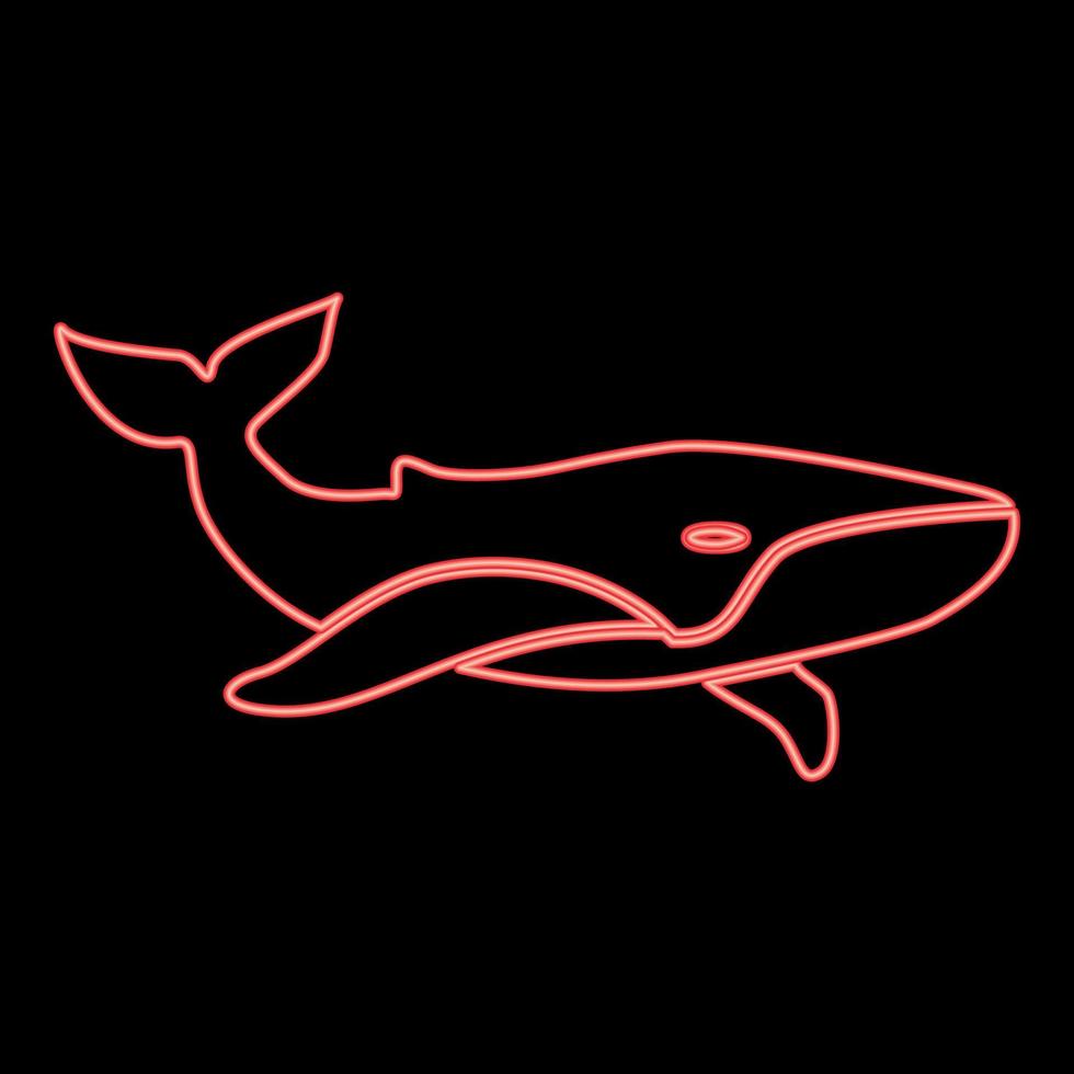 estilo plano de imagem de ilustração vetorial de cor vermelha de baleia neon vetor