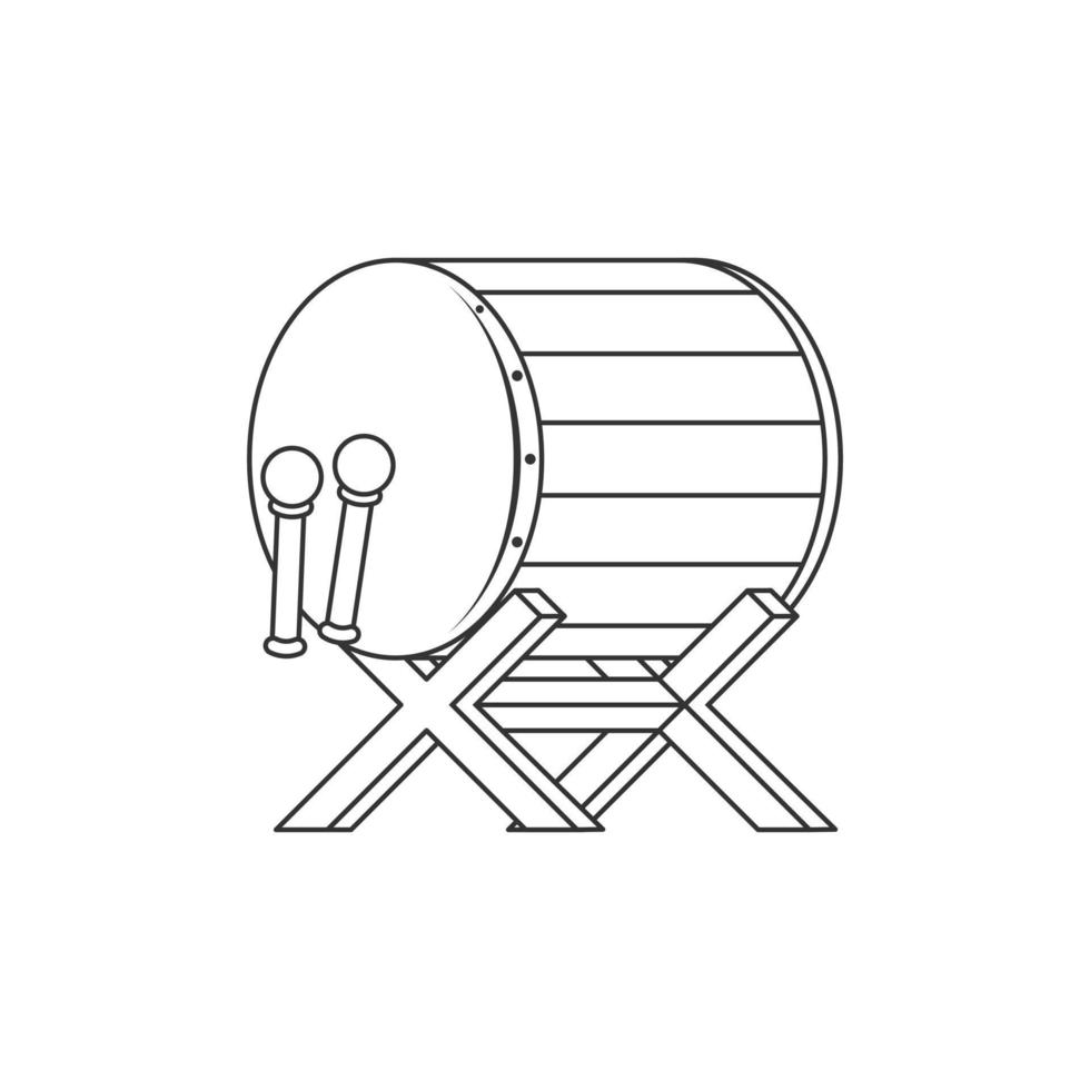 ilustração de ícone de contorno de tambor bedug vetor