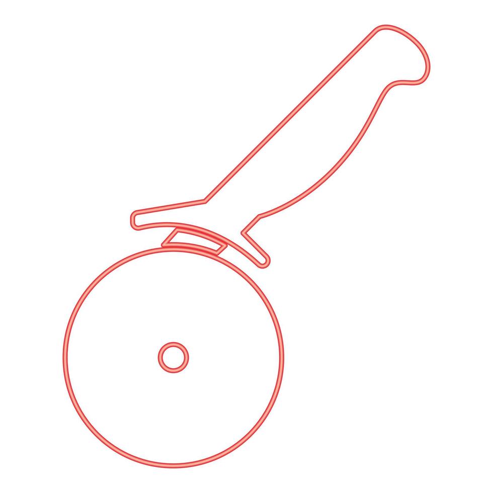cortador de pizza neon ot faca de pizza cor vermelha ilustração vetorial imagem estilo plano vetor