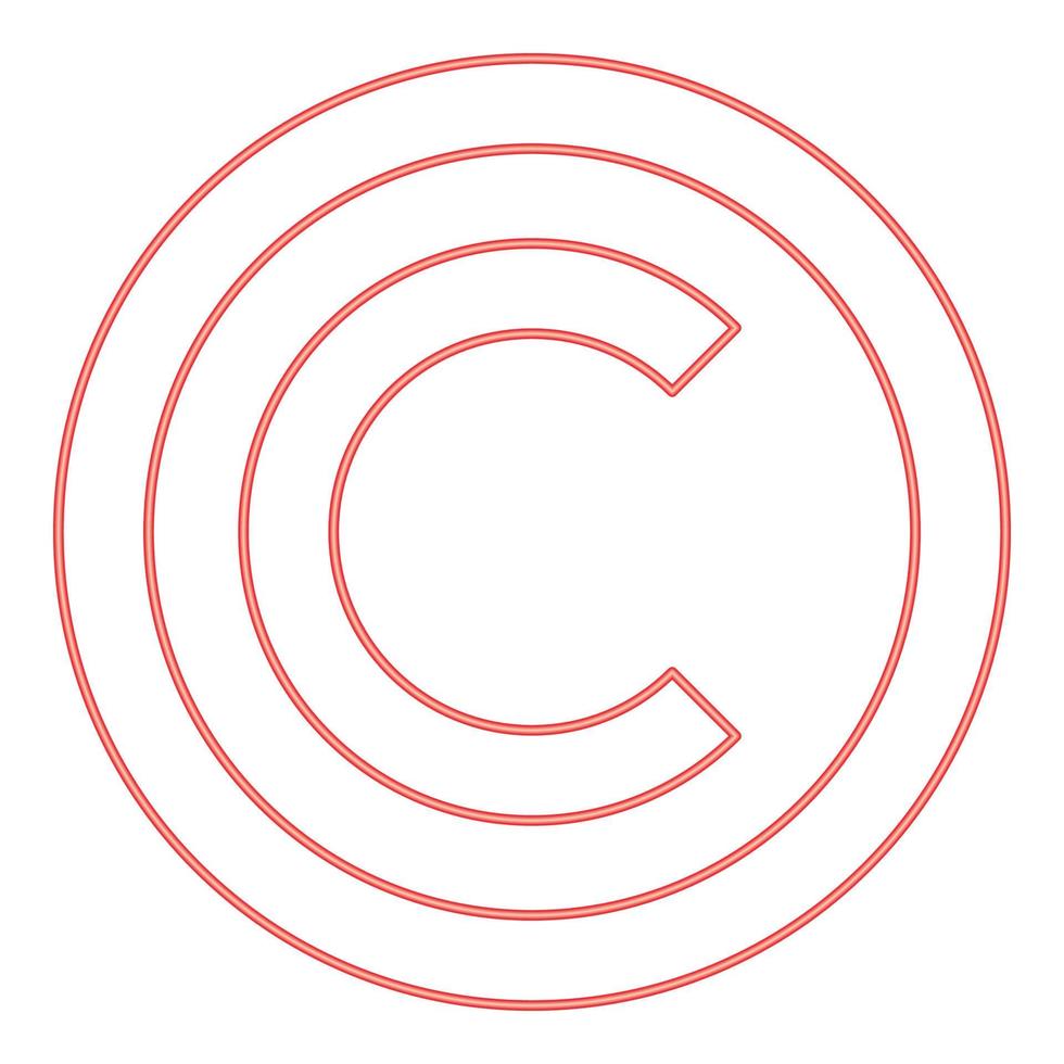 néon copyright símbolo cor vermelha ilustração vetorial imagem estilo simples vetor