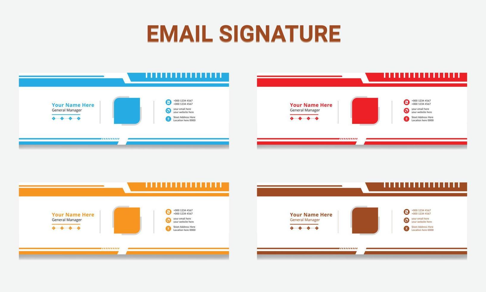 modelo de assinatura de e-mail ou rodapé de e-mail .. elegante modelo de correio simples de assinatura de e-mail corporativa mínima vetor