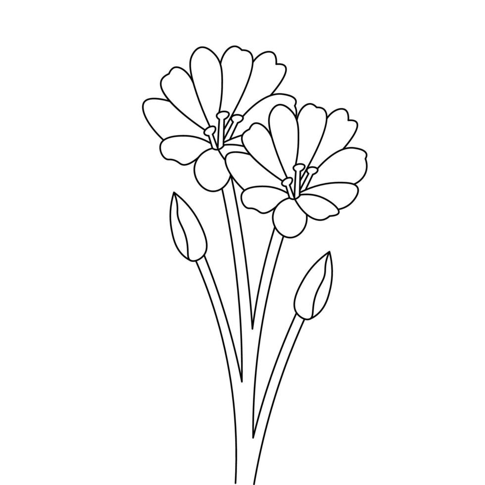 clipart de modelo de página para colorir de design de flores sazonais vetor