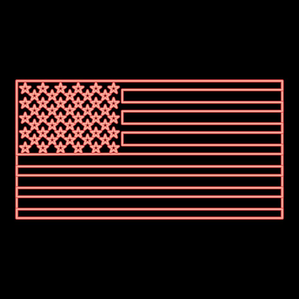 ícone de bandeira americana neon cor preta no círculo ilustração vetorial de cor vermelha imagem de estilo plano vetor