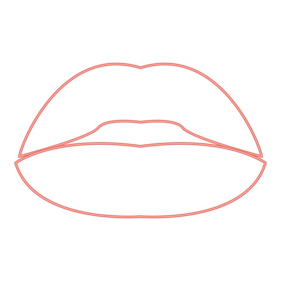 batom neon ou lábios ilustração vetorial de cor vermelha imagem de estilo simples vetor