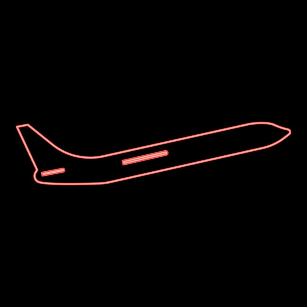 imagem de estilo plano de ilustração vetorial de cor vermelha de avião neon vetor