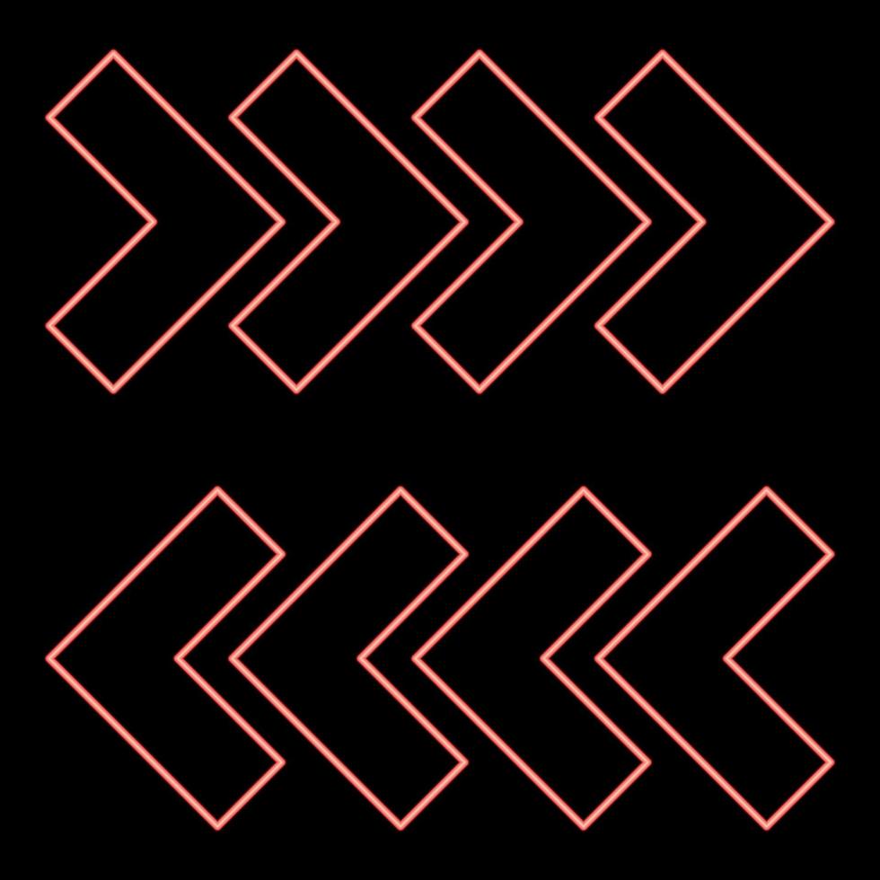 setas de tráfego de néon ilustração vetorial de cor vermelha imagem de estilo simples vetor