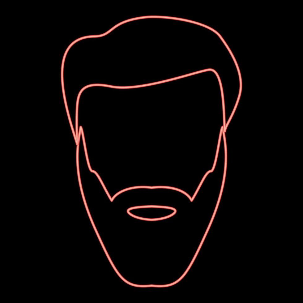 cabeça de neon com barba e cabelo vermelho cor ilustração vetorial imagem de estilo plano vetor