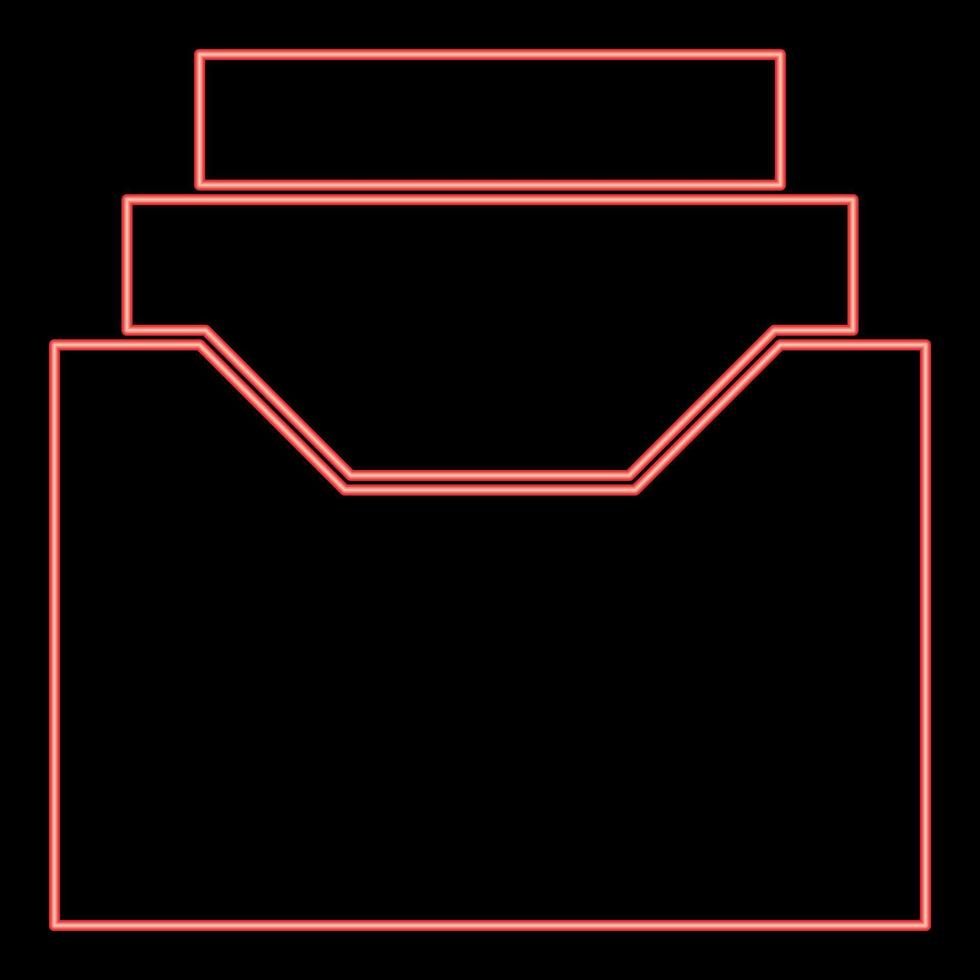 arquivo de documentos neon ou gaveta cor vermelha ilustração vetorial imagem estilo plano vetor