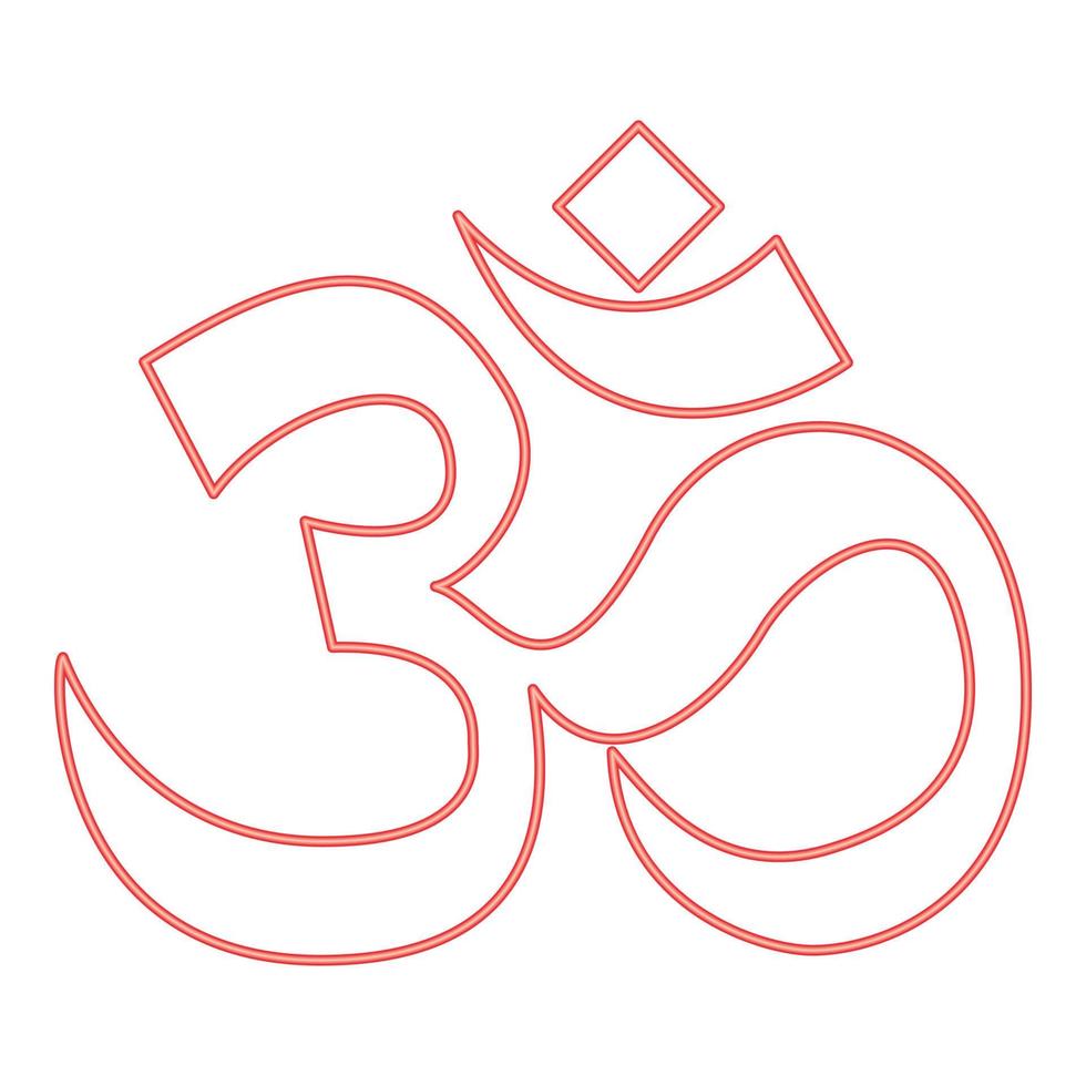 néon induísmo símbolo om sinal cor vermelha ilustração vetorial imagem estilo plano vetor