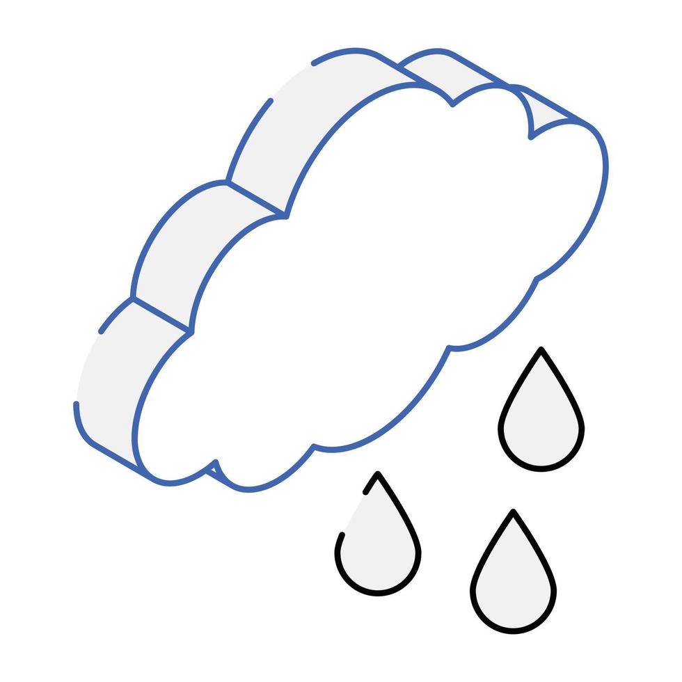 um ícone isométrico cativante de chuva vetor