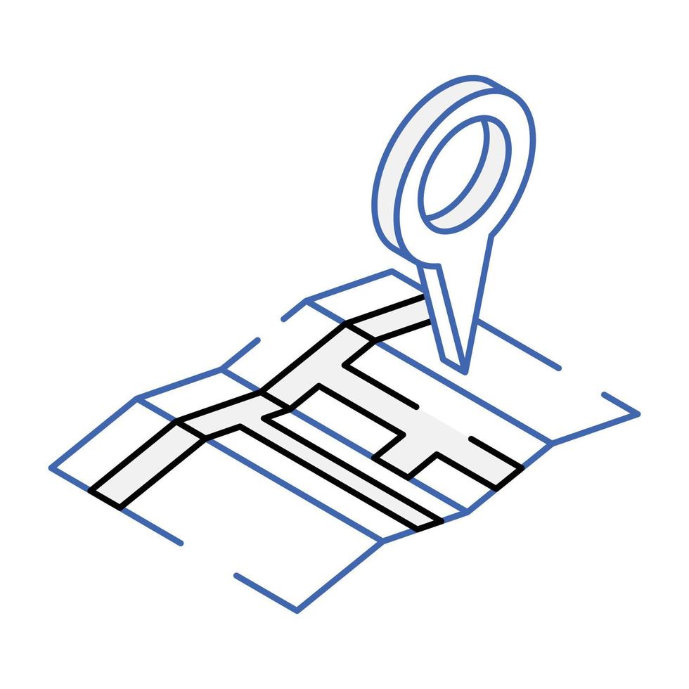 ícone isométrico de contorno do mapa de localização está disponível para uso premium vetor