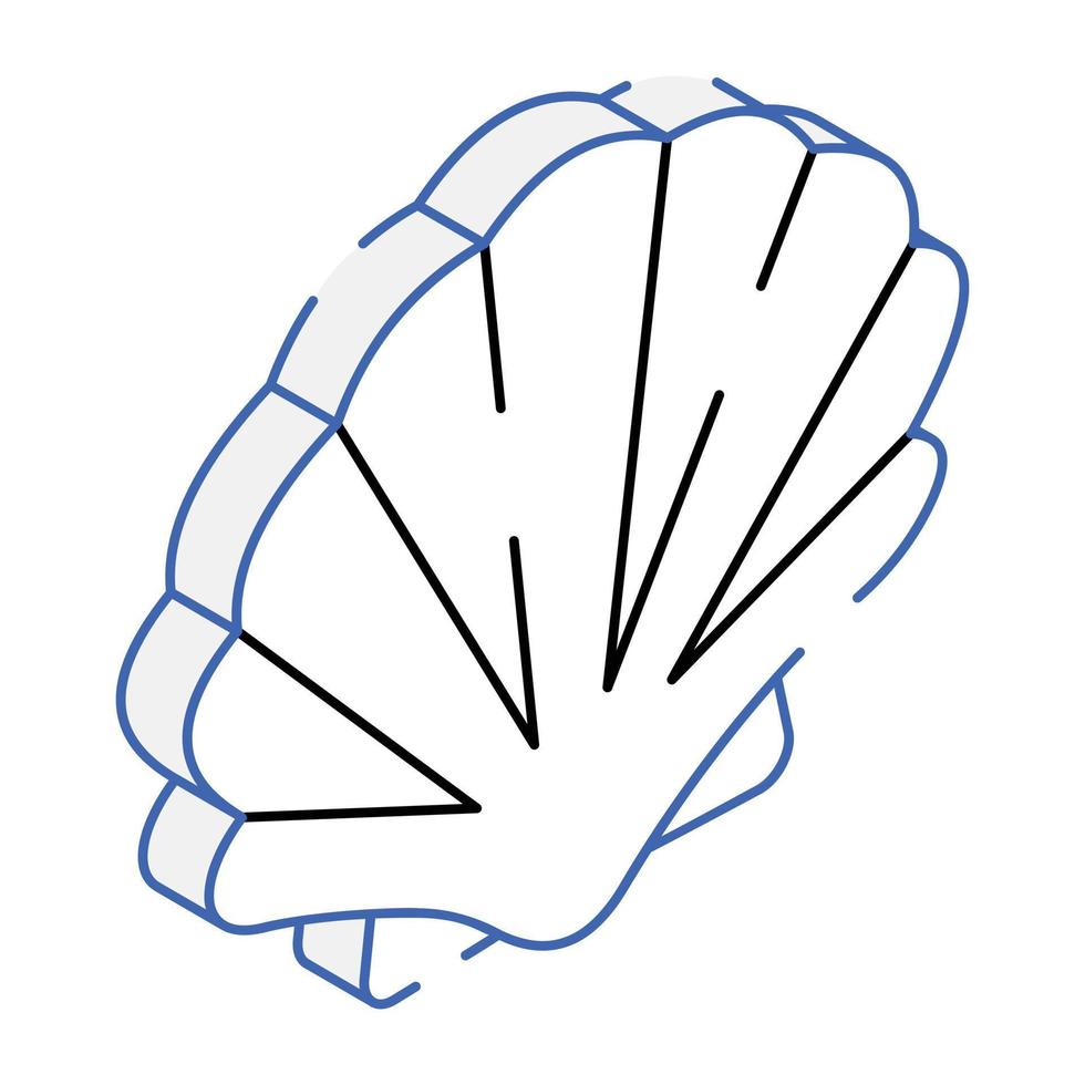 ícone isométrico de contorno de concha, design editável vetor