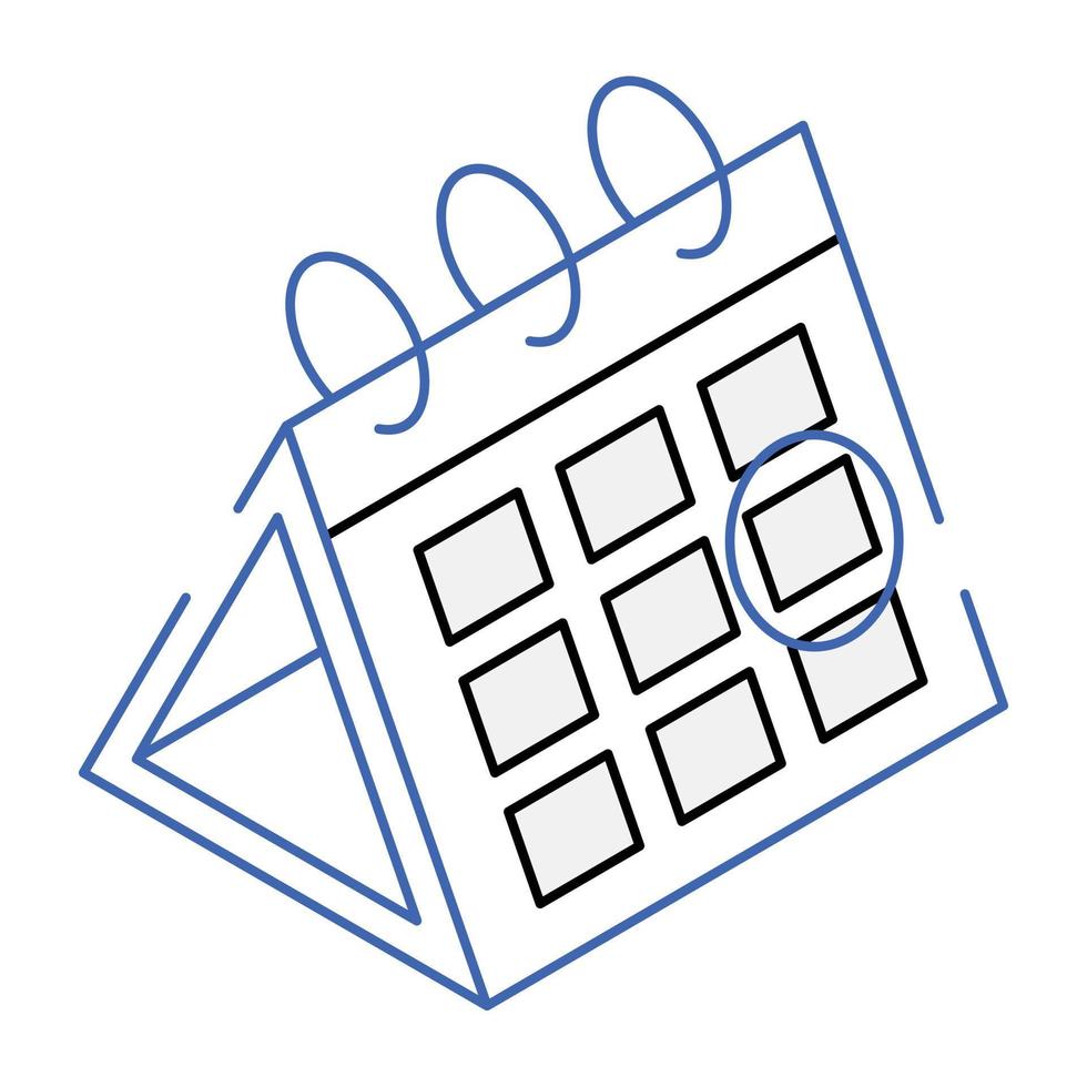 ícone isométrico criativamente projetado do calendário vetor