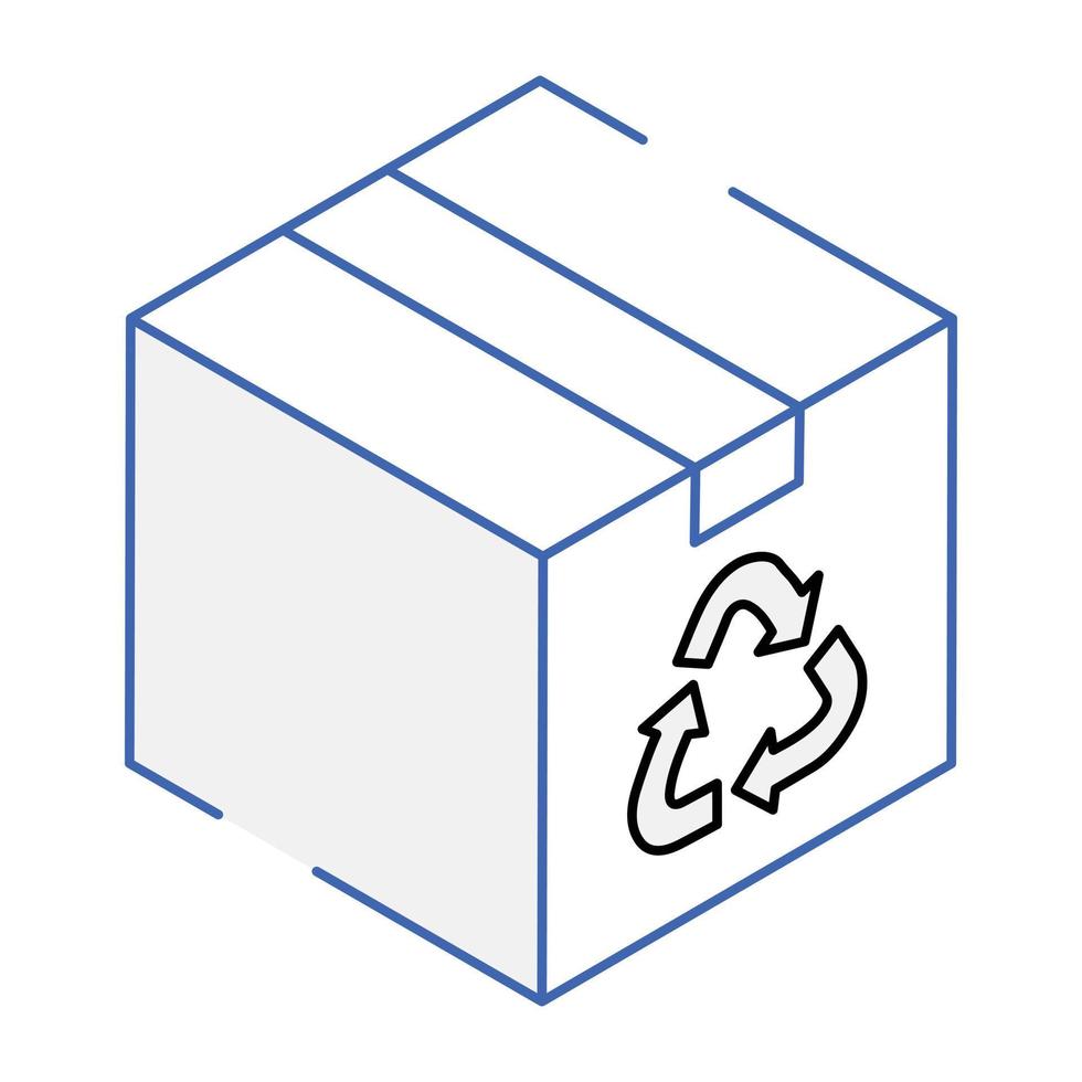 um ícone de design isométrico de caixa de reciclagem vetor