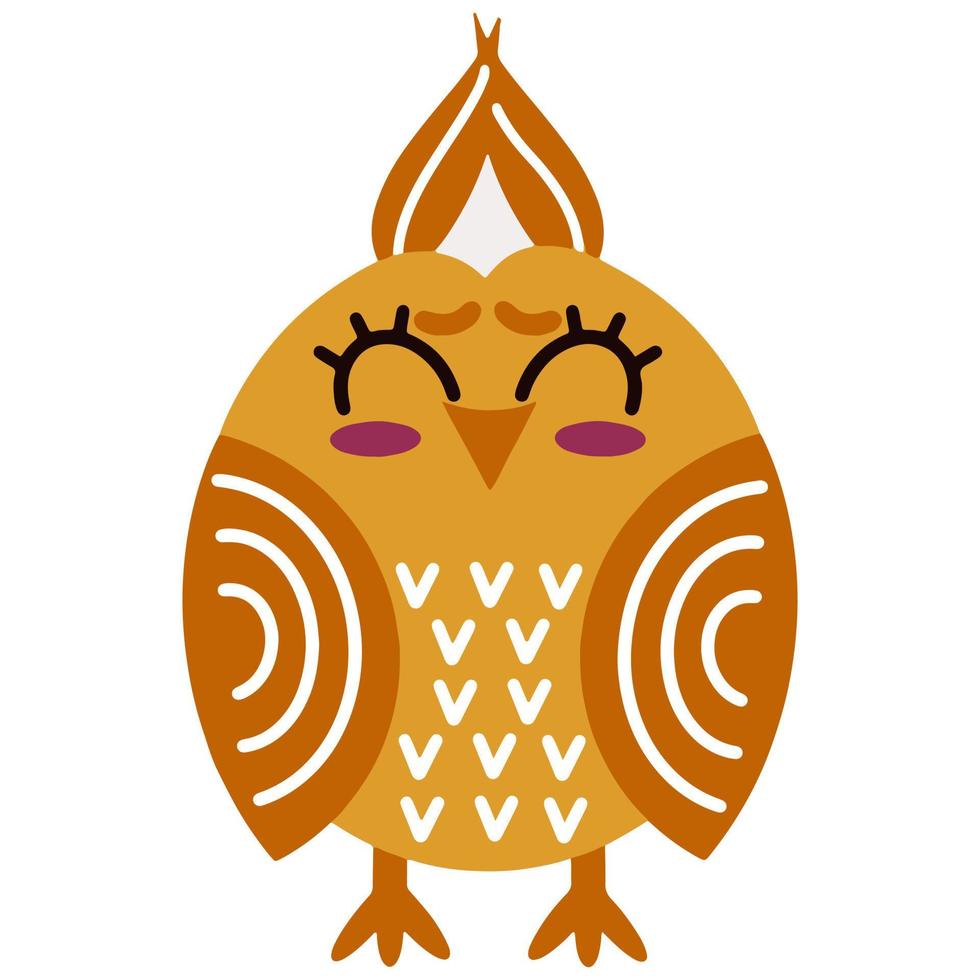 ilustração em vetor coruja bonito dos desenhos animados. feliz pássaro laranja. ícone isolado no fundo branco, estilo simples