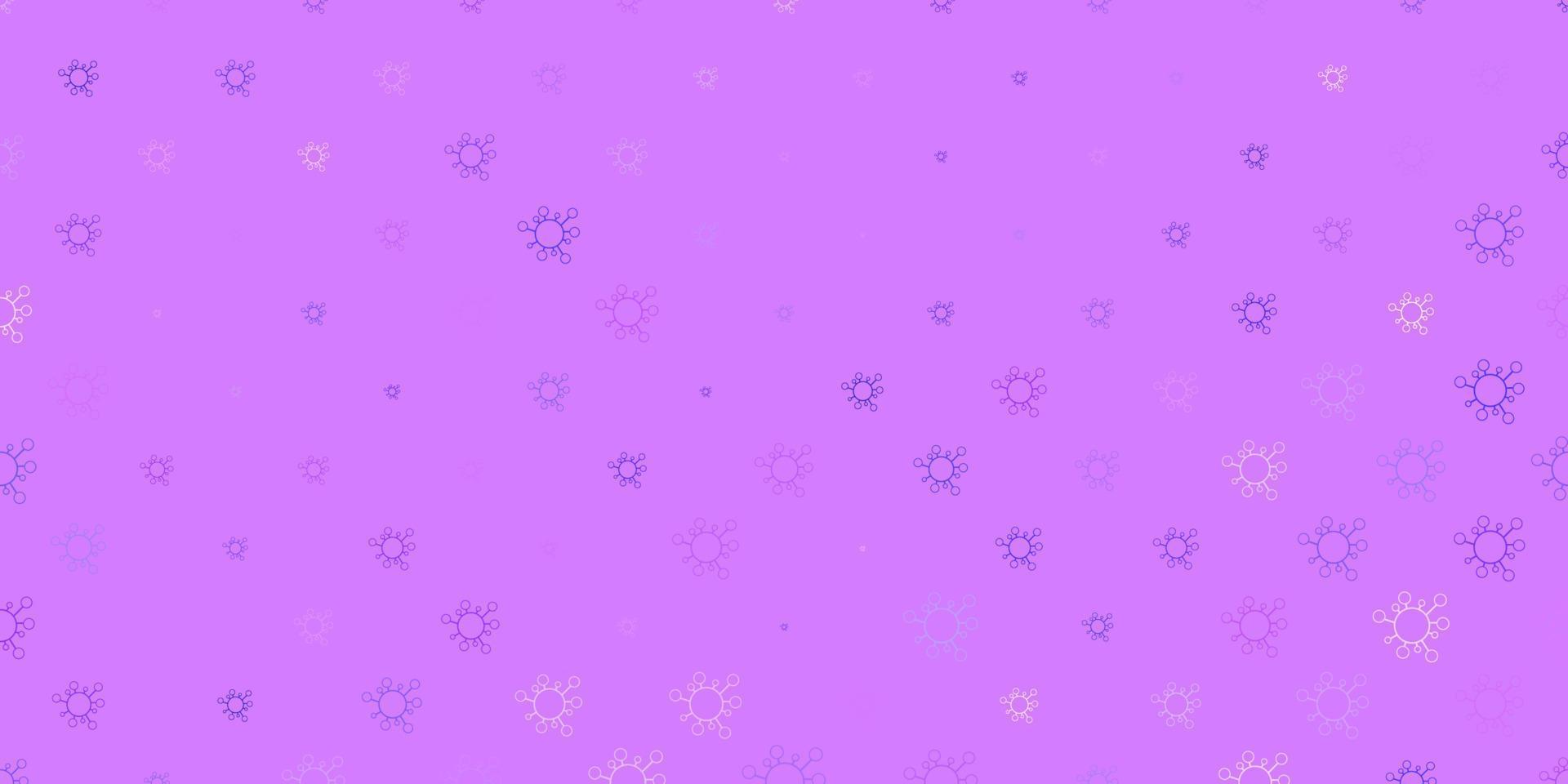 pano de fundo vector roxo claro com símbolos de vírus.