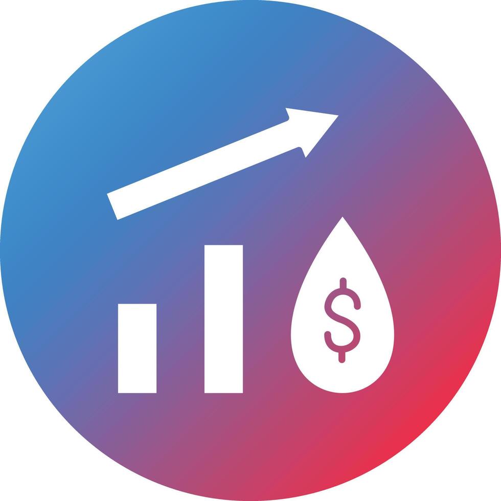 ícone de fundo gradiente de círculo de glifo de aumento de preço do petróleo vetor