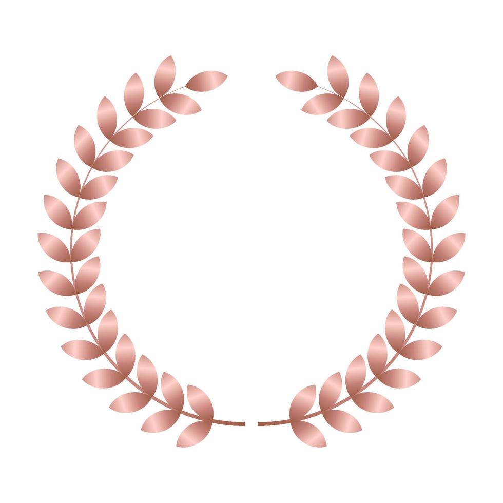 elemento de design de moldura de coroa de louros de ouro rosa elegante vetor