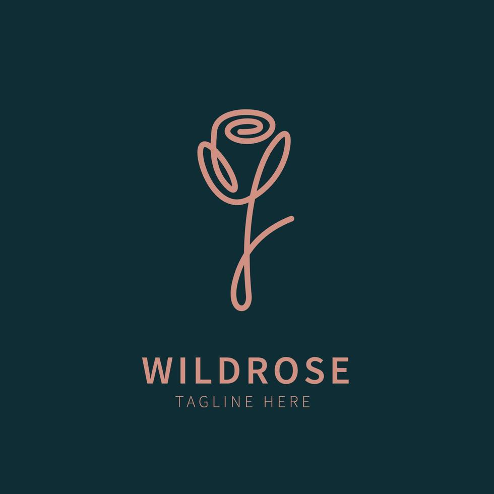 logotipo da rosa. ilustração de flores em estilo de arte de linha vetor