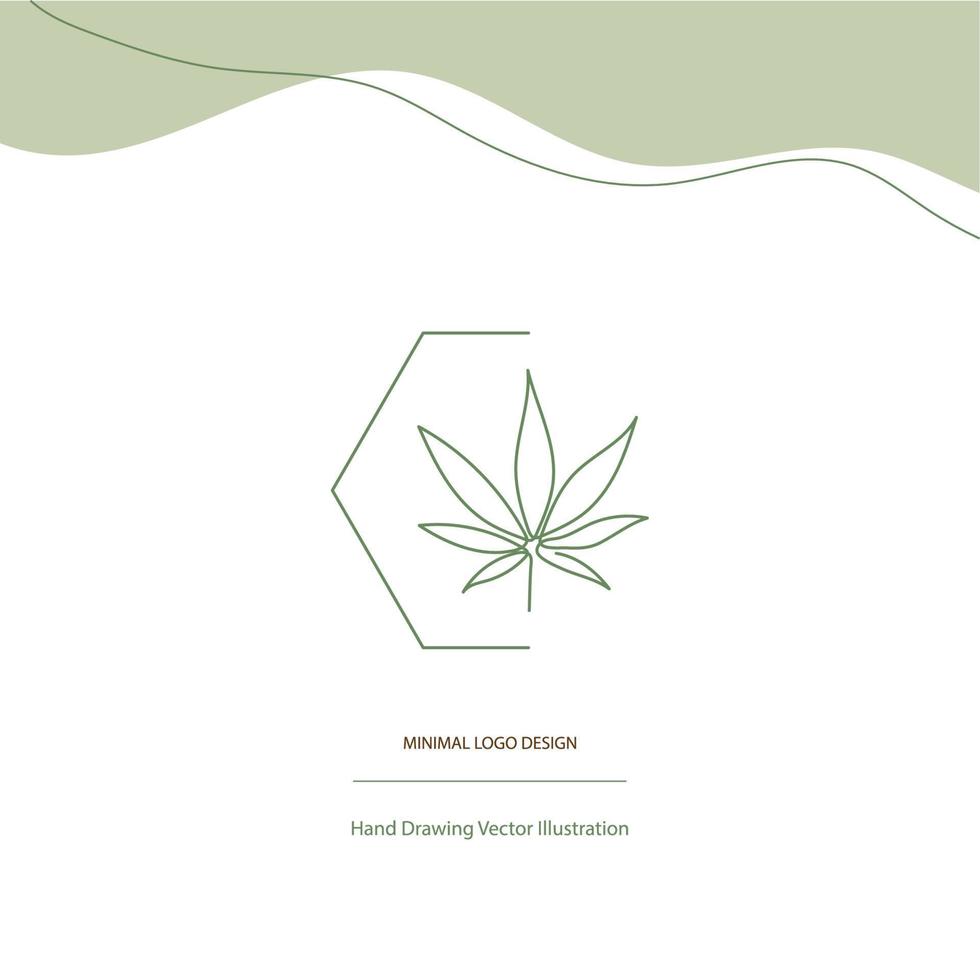 maconha, logotipo mínimo verde cannabis sativa, ilustração vetorial. vetor