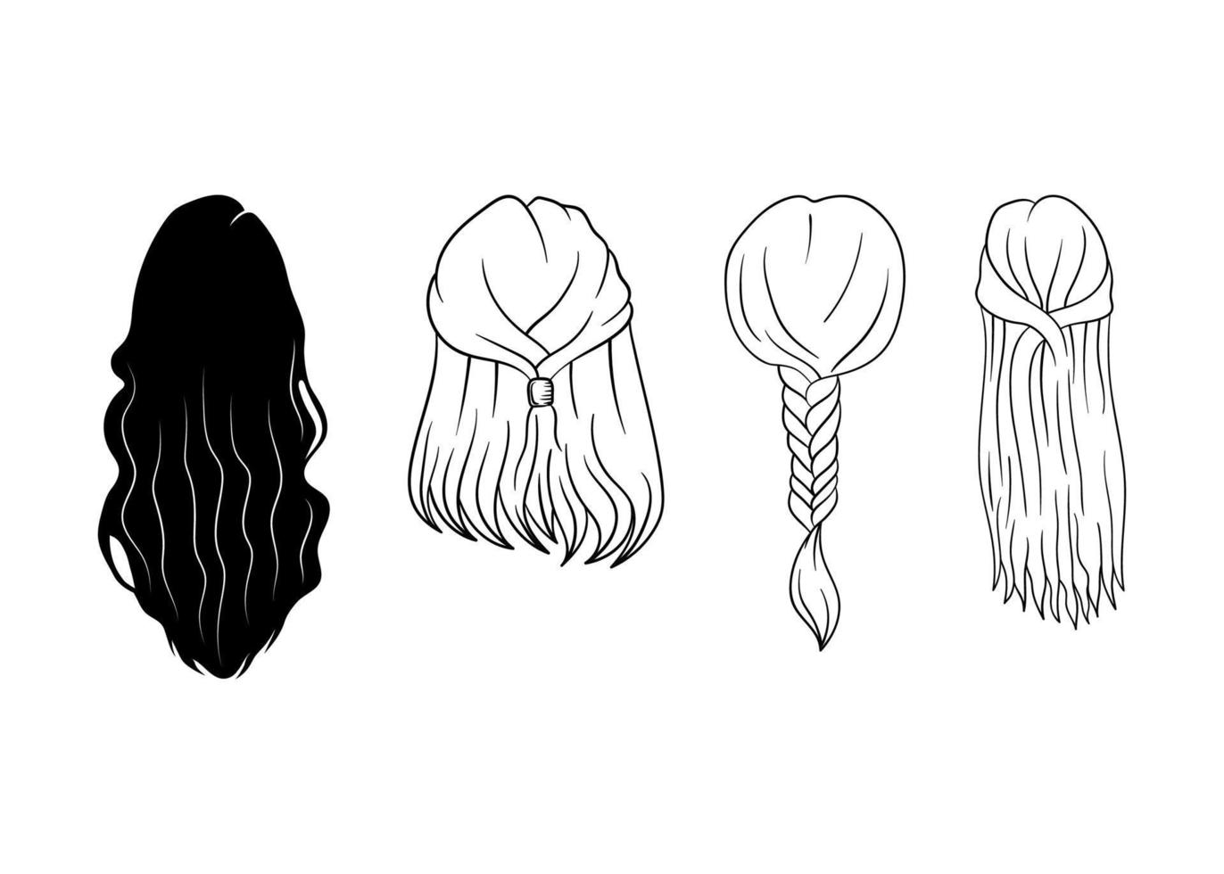 vetor de modelo de design de ícone de ilustração de arte de linha de cabelo de mulher