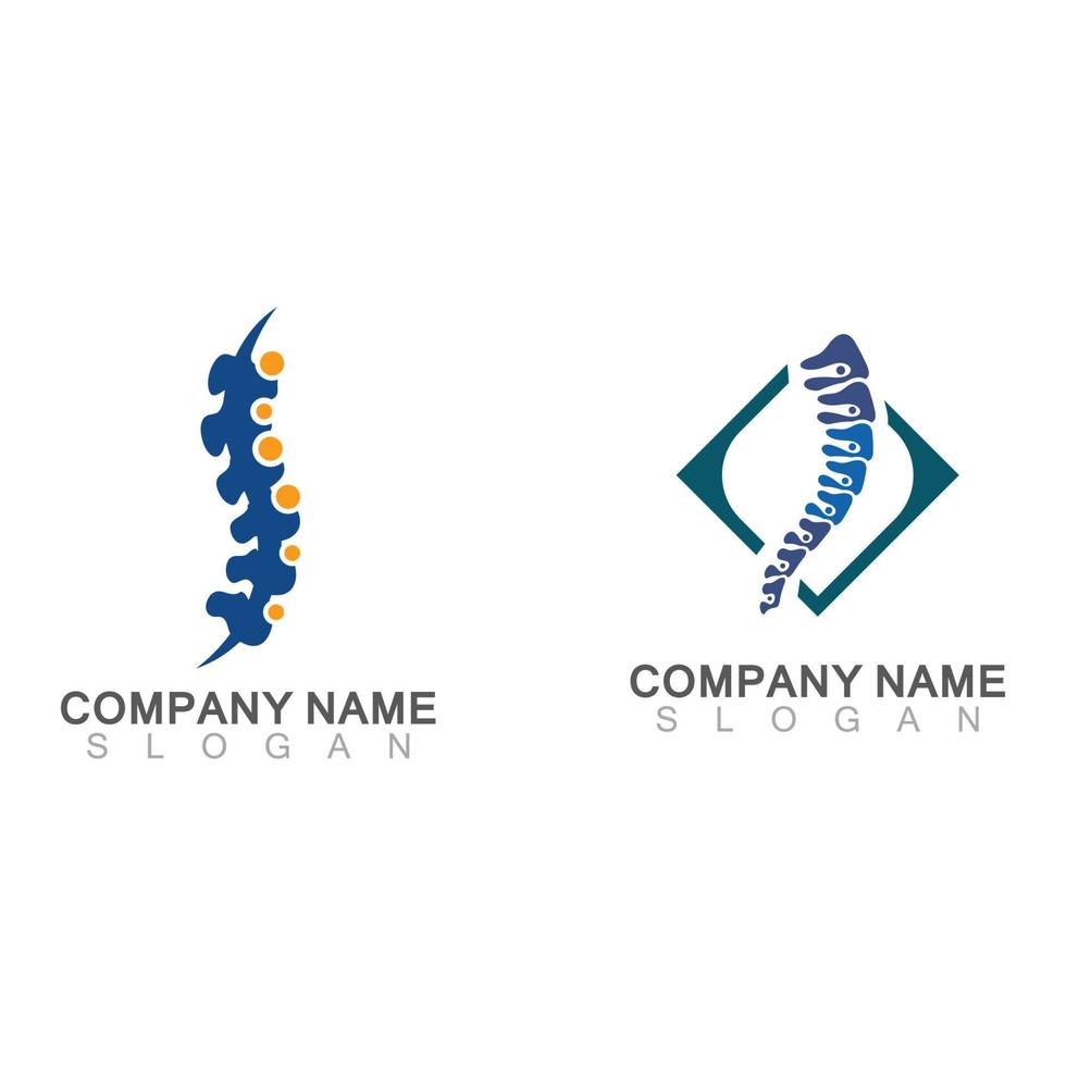 conceito de design de logotipo de cuidados quiropráticos da coluna, modelo de logotipo de espinha dorsal vetor