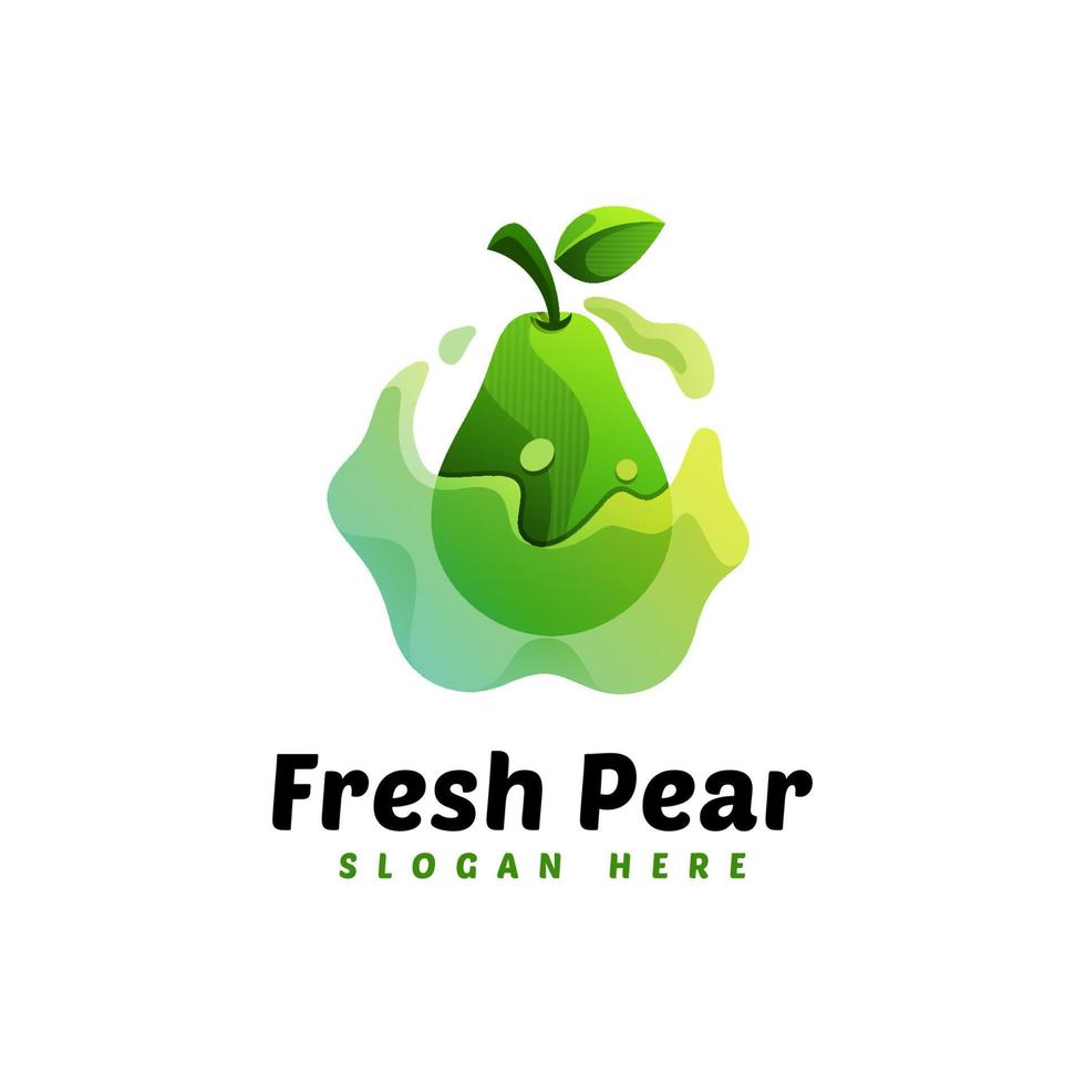 incrível modelo de vetor de design de logotipo de frutas de pêra fresca