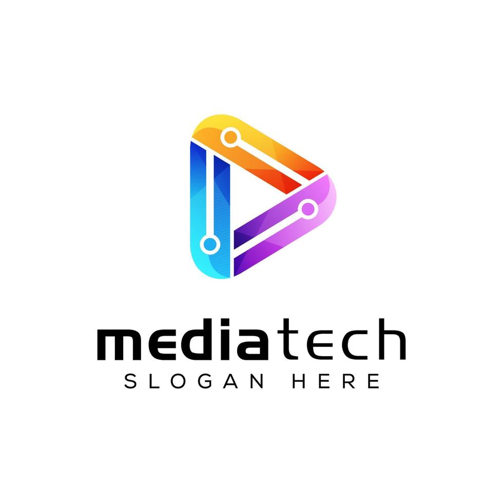 modelo de vetor de design de logotipo de tecnologia de mídia moderna
