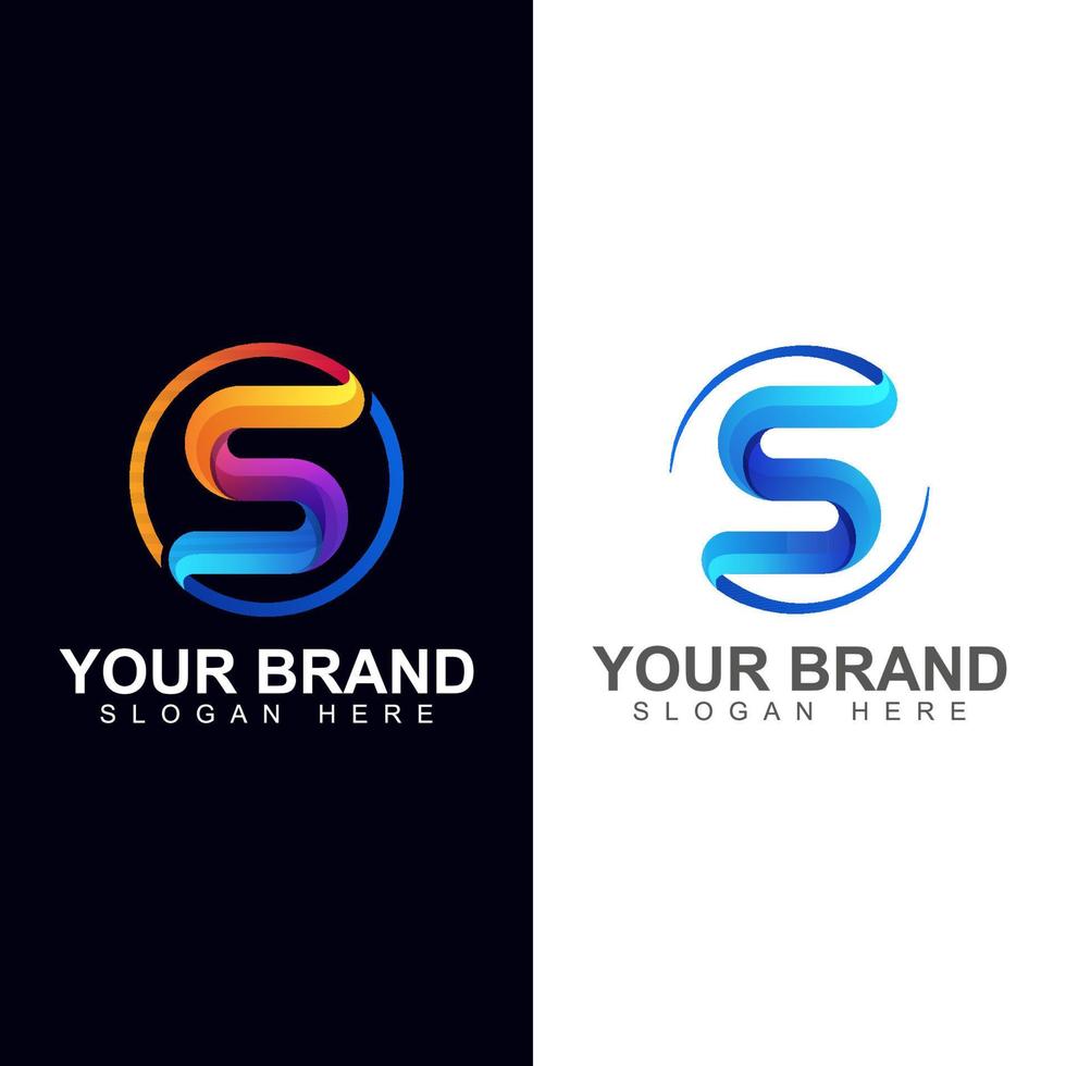 design de logotipo colorido de tecnologia de letra s vetor