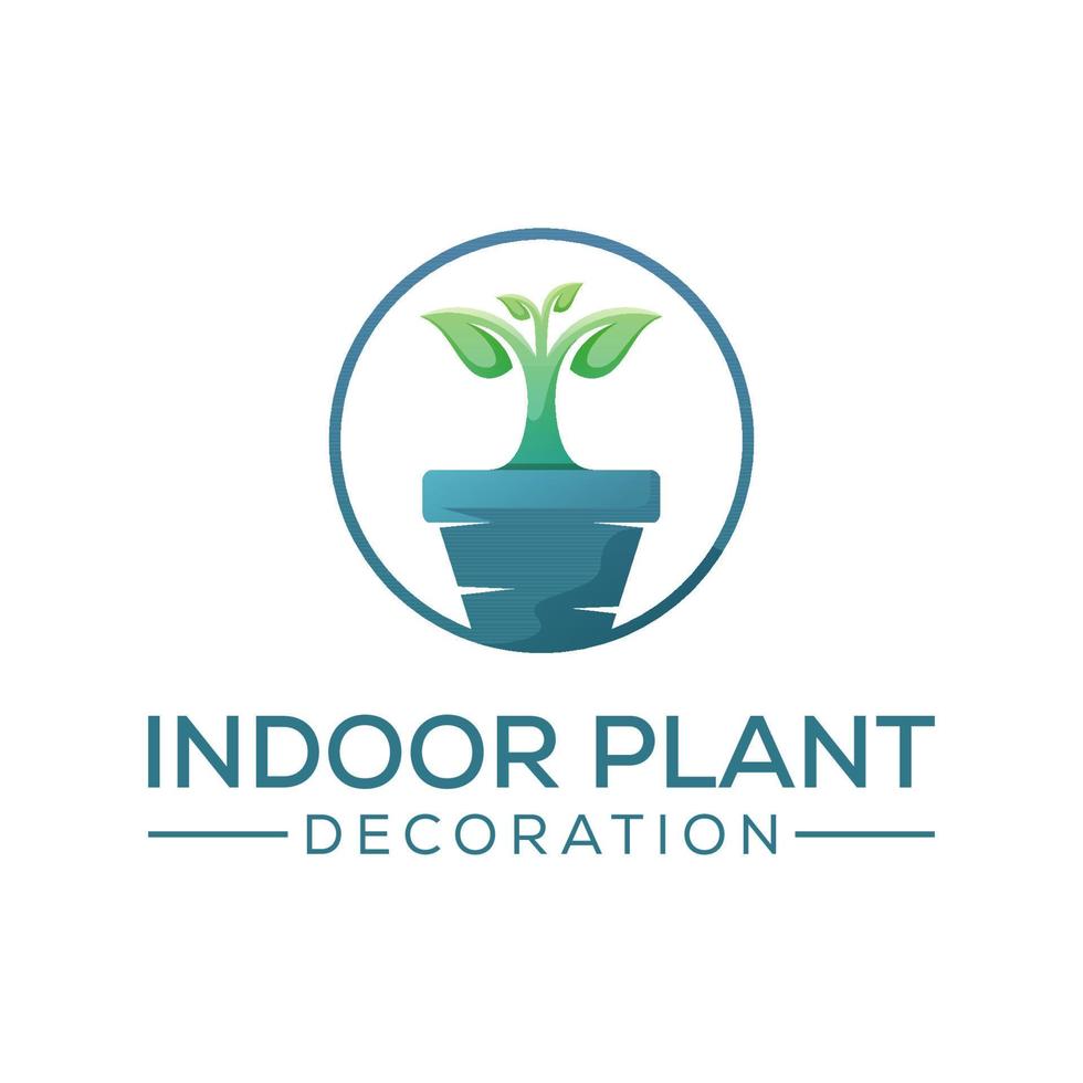 design de logotipo de decoração de planta interna, modelo de vetor de design de logotipo de árvore de cultivo