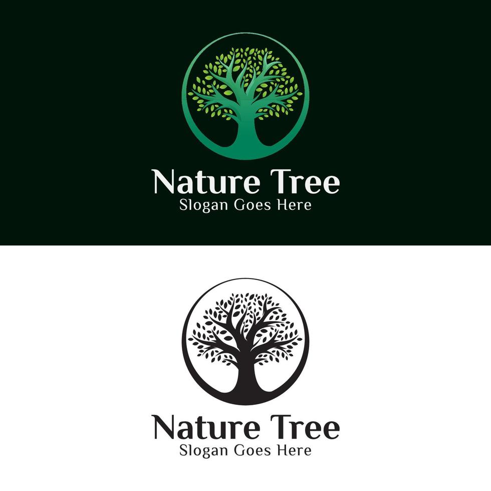 logotipo de árvore de natureza verde, modelo de vetor de design de logotipo de carvalho