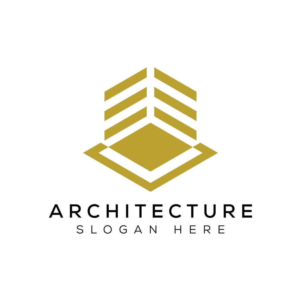 hexágono moderno com design de logotipo de arquitetura de construção vetor