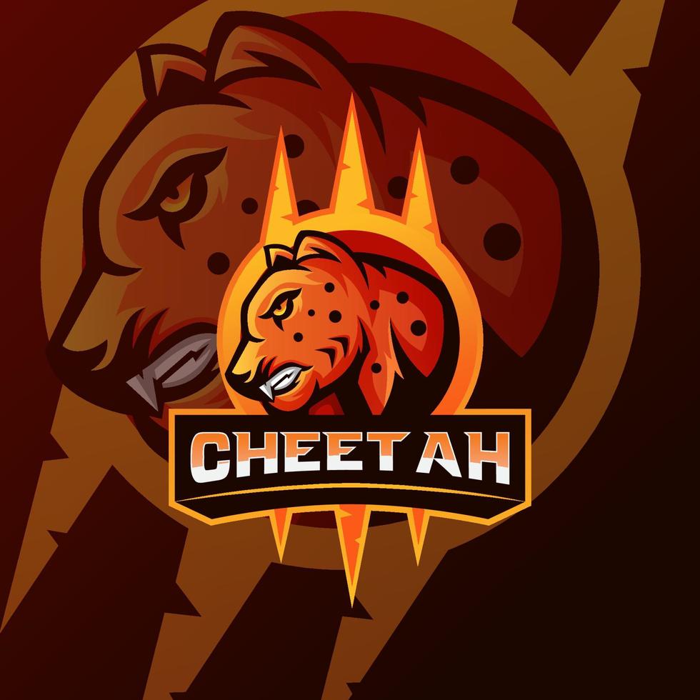 logotipo de mascote de chita animal pronto para usar e jogo de jogador de esporte vetor