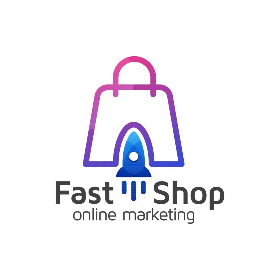 modelo de vetor de design de logotipo de marketing on-line de loja rápida moderna
