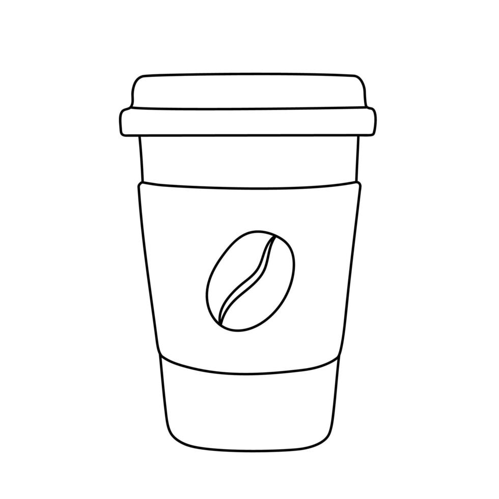 xícara de café de papel para levar no estilo doodle. vetor