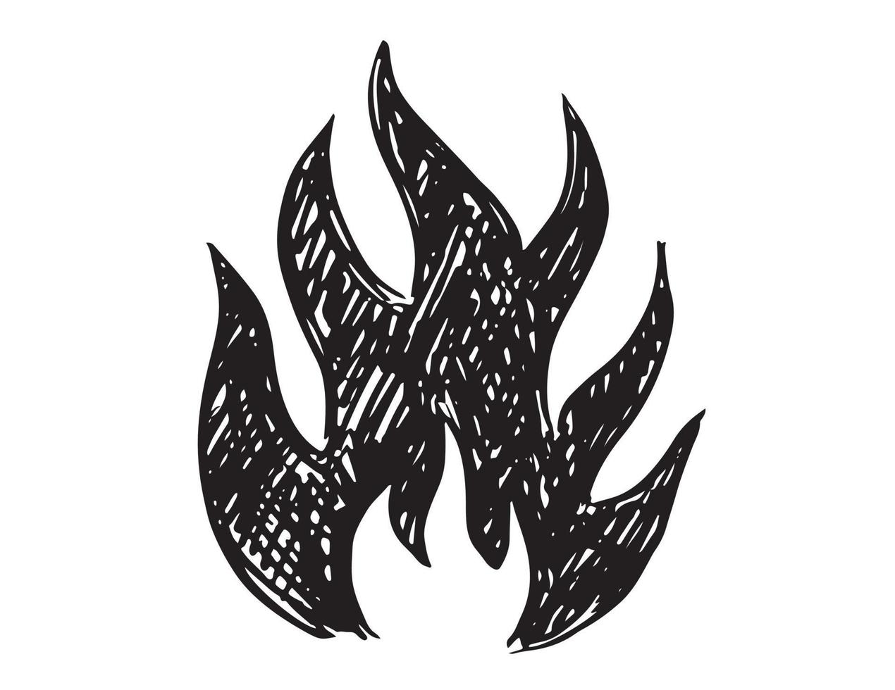 fogueira, ilustração desenhada à mão, chama, queima. vetor
