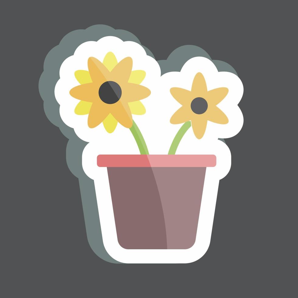 vaso de flores de adesivo. adequado para o símbolo da primavera. design simples editável. vetor de modelo de design. ilustração de símbolo simples