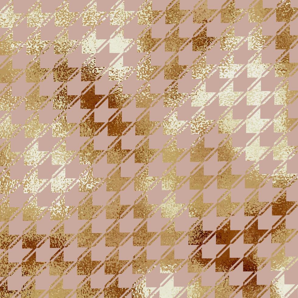 padrão de houndstooth. Rosa ouro. fundo vetorial com imitação de ouro rosa. textura elegante vetor