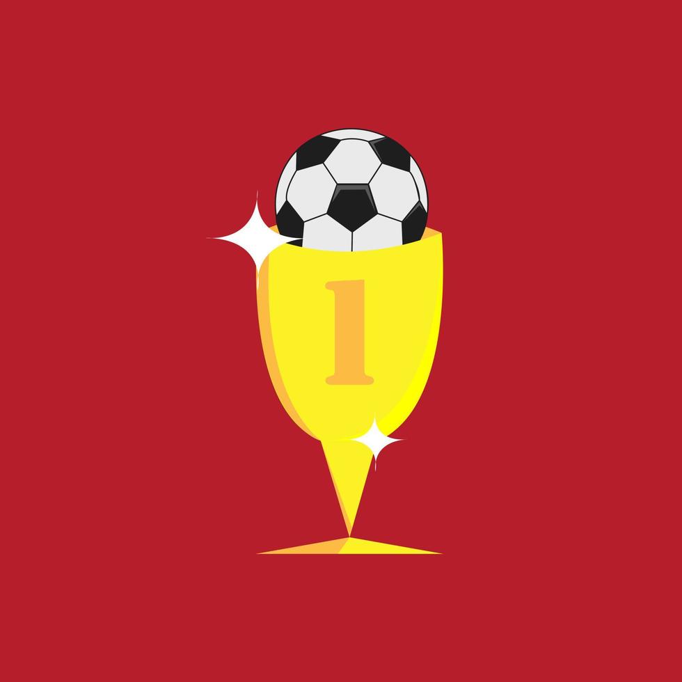 Copa em primeiro lugar. dourado sobre fundo vermelho. ilustração de currículo vetor