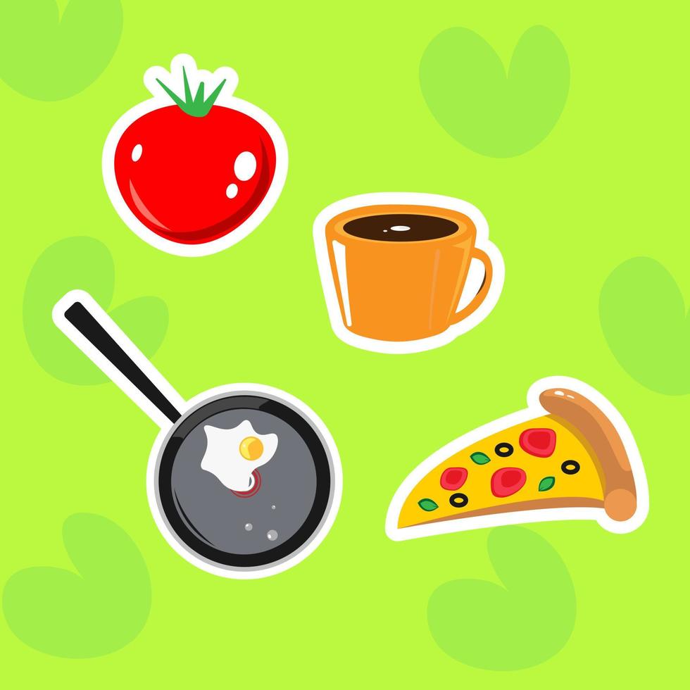 adesivo de comida brilhante para ícones de comida de restaurante de café para site vetor