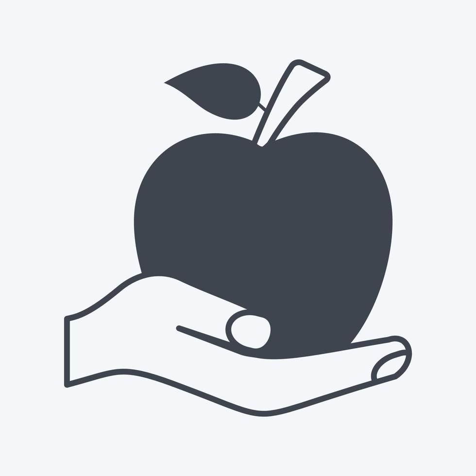 ícone segurando a maçã. adequado para o símbolo de ações de mão. estilo de glifo. design simples editável. vetor de modelo de design. ilustração de símbolo simples