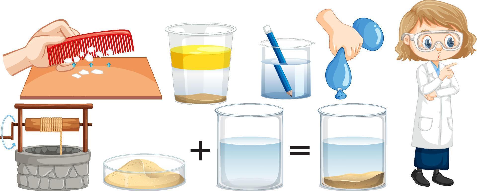 conjunto de equipamentos necessários para experimento científico vetor