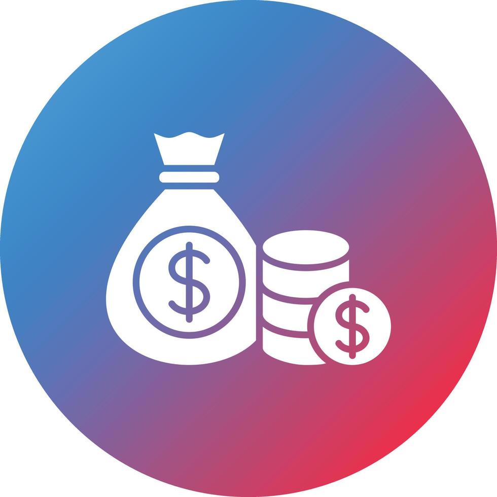 ícone de fundo gradiente de círculo de glifo de saco de dinheiro vetor