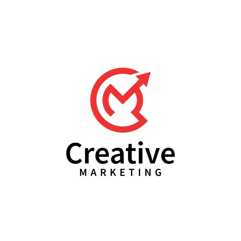 logotipo de marketing criativo.design de logotipo inicial cm vetor