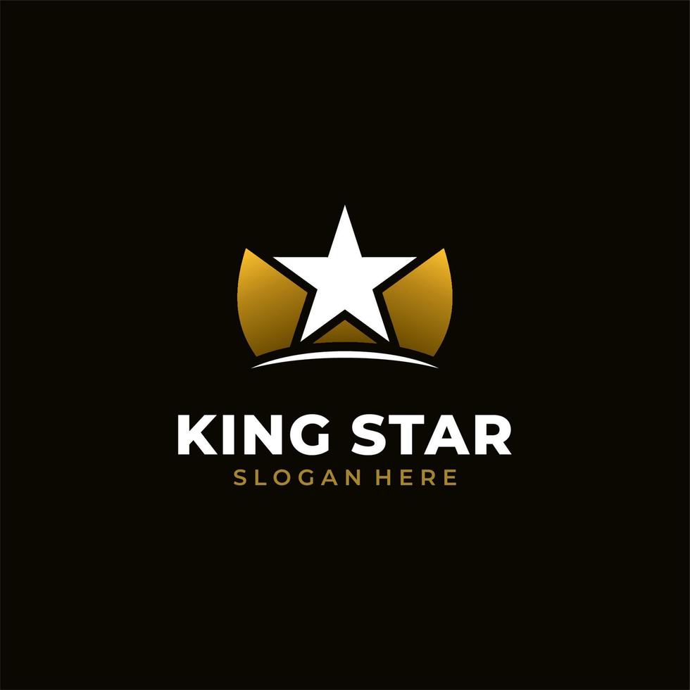 logotipo da coroa do rei com design de estrela vetor