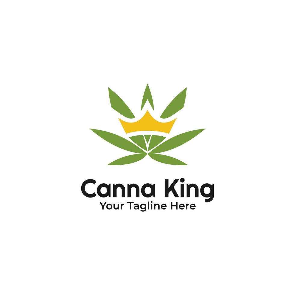 logotipo do rei da cannabis, inspiração de design de cannabis de folha de coroa vetor